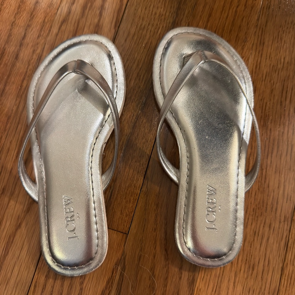J. Crew Metallic Silver Sandals
